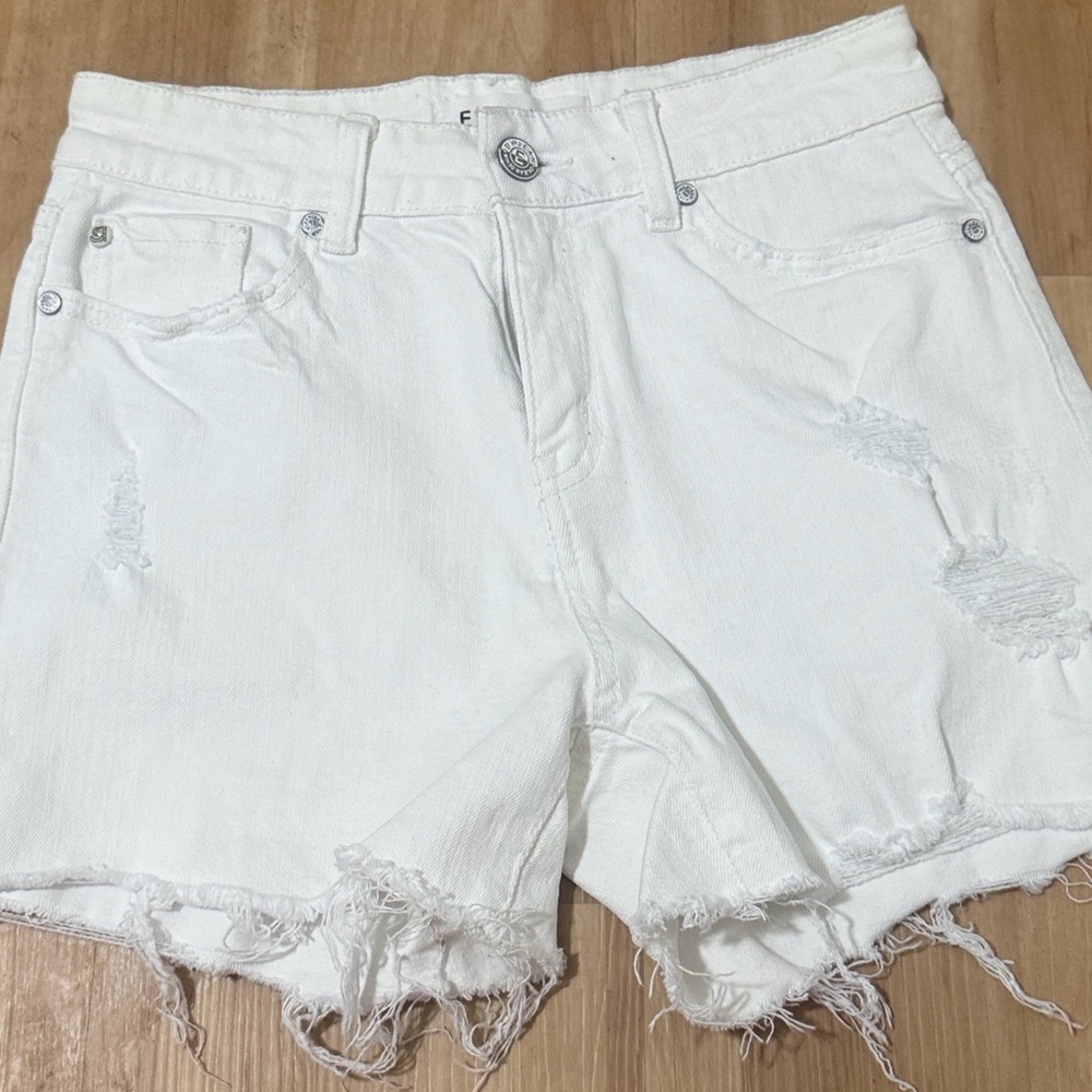 White Distressed Women's Denim Shorts